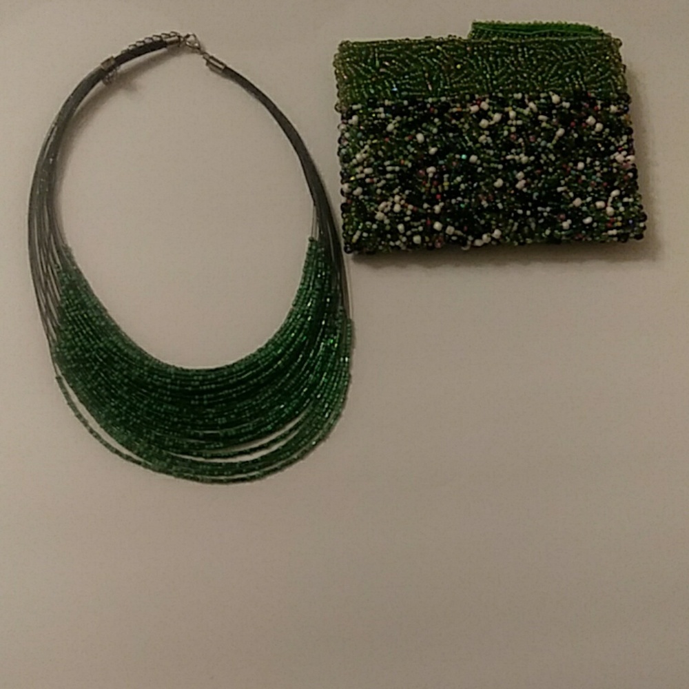 Holiday necklace and coin purse never used.